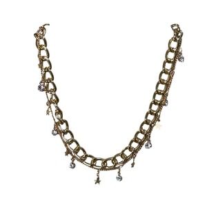 Gold Tone Layered Hat Chain Star Crystal Charms Dainty Sparkle‎ New